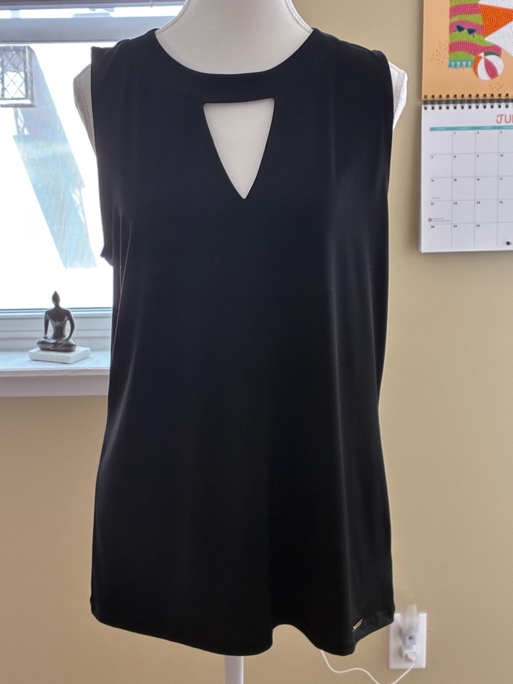 Michael Kors Black Top with Gold Logo Plaque